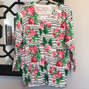 Black striped sweater with floral print